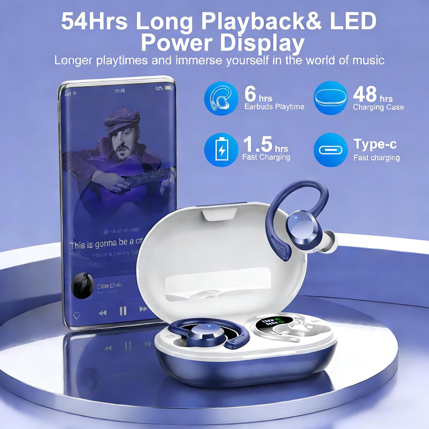 Thumbnail 1 de Bluetooth Sport-Kopfhörer Q38 (2026) mit Bluetooth 5.4, IPX7 und 4-HD-Mikrofon für Arbeit & Studium