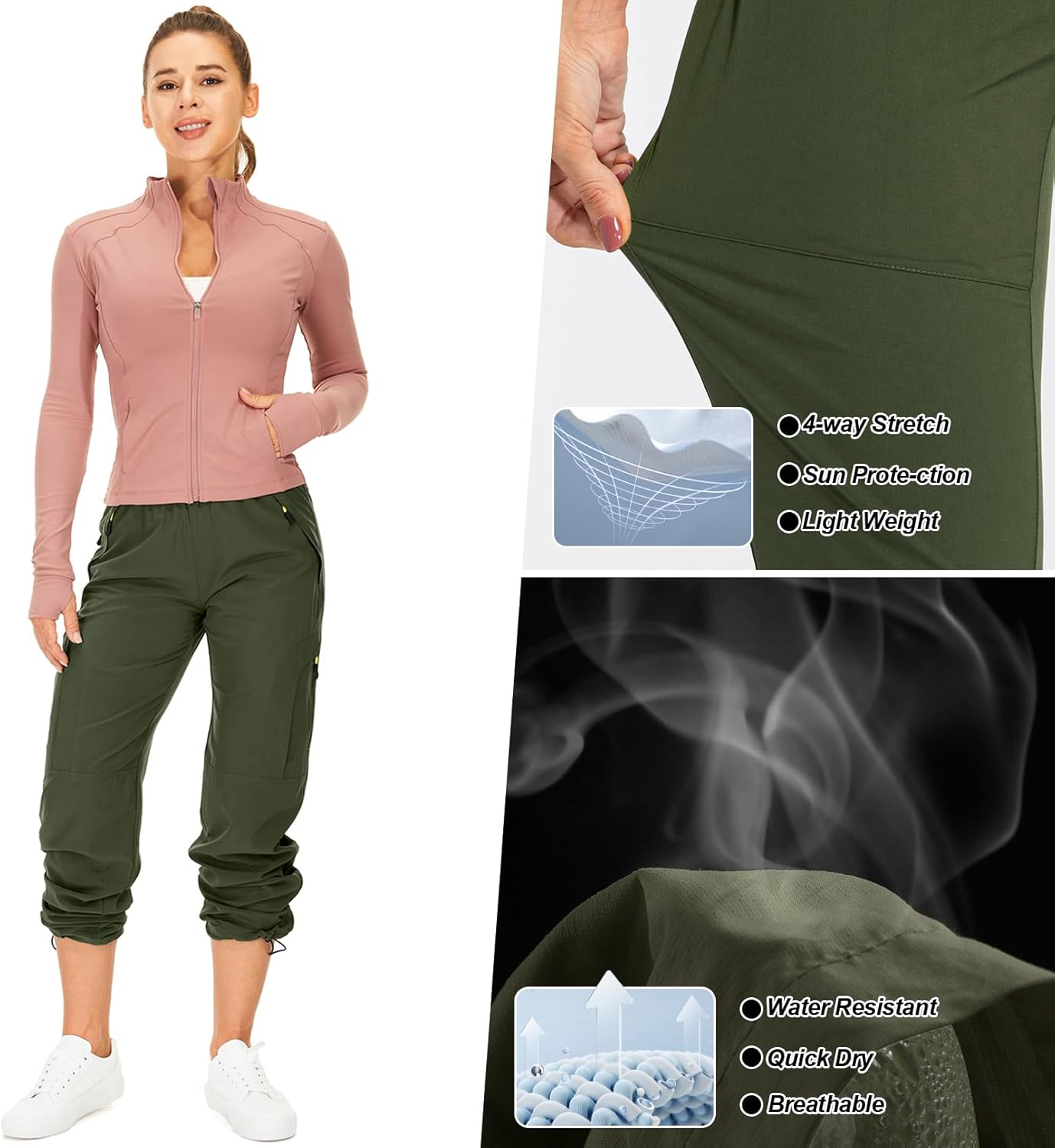 Detalle de mosingle Women’s Walking Cargo Trousers – Lightweight quick-dry UPF 50 hiking pants