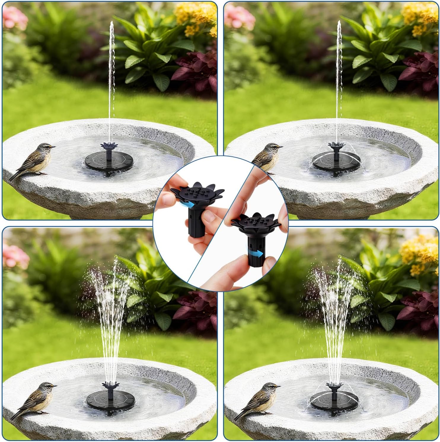 Thumbnail 1 de HOAMZ Solar Springbrunnen (1,8 W) mit 4-in-1 Düse – schwimmende Solar-Teichpumpe