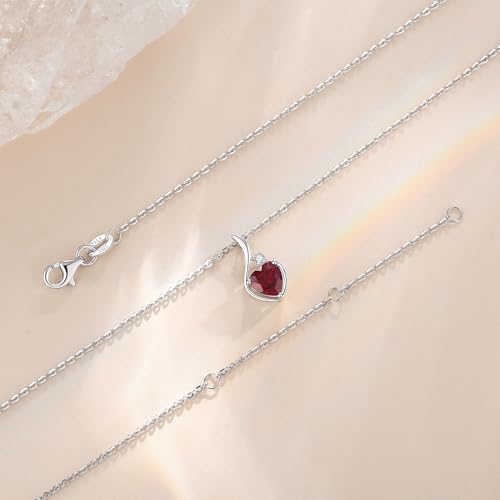 Thumbnail 3 de FANCIME 14ct White Gold Heart Garnet Pendant Necklace with Diamond Detail
