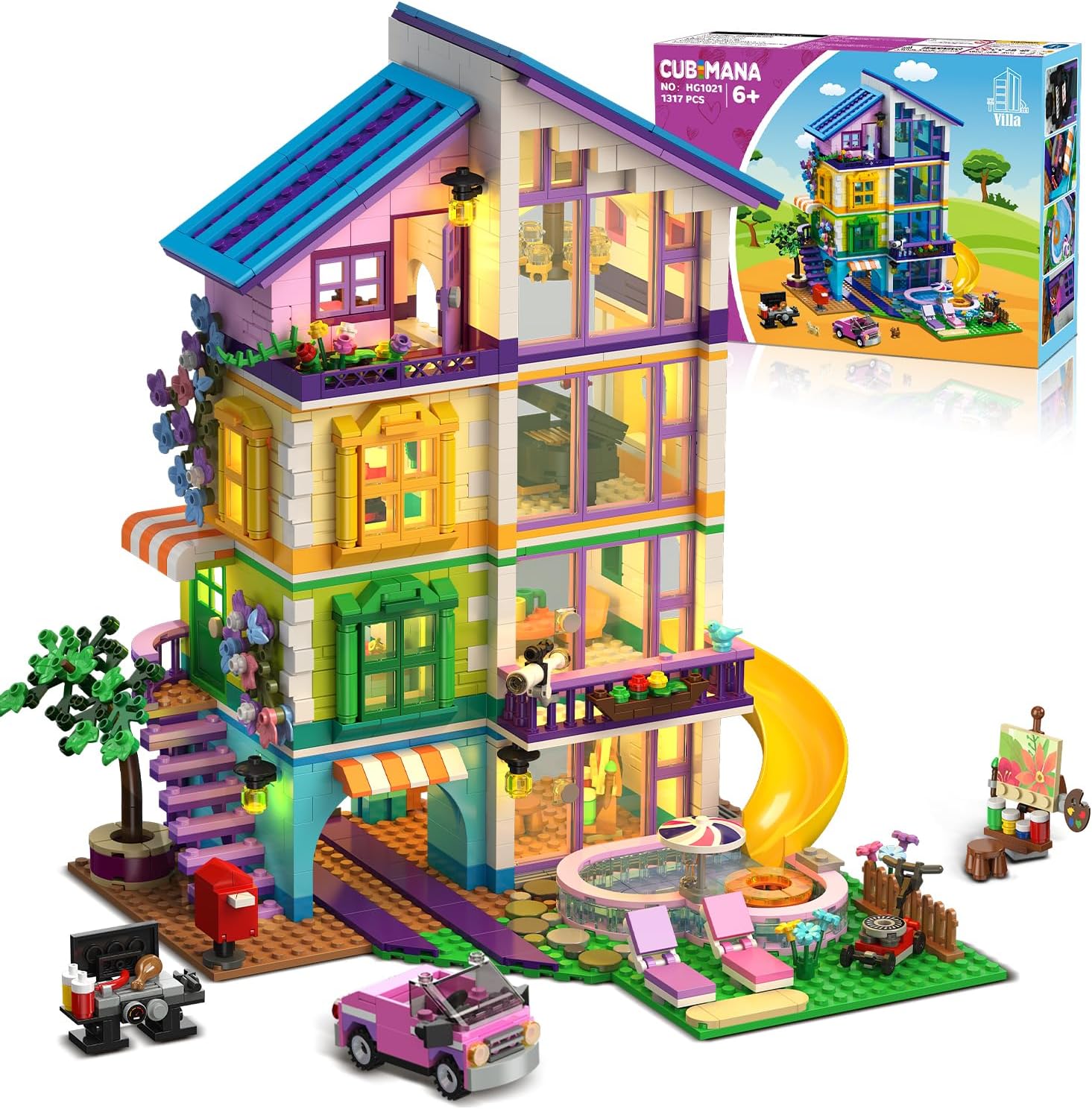 Detalle de CUBIMANA Friends Mädchen Haus Bauspielzeug 4 Etagen