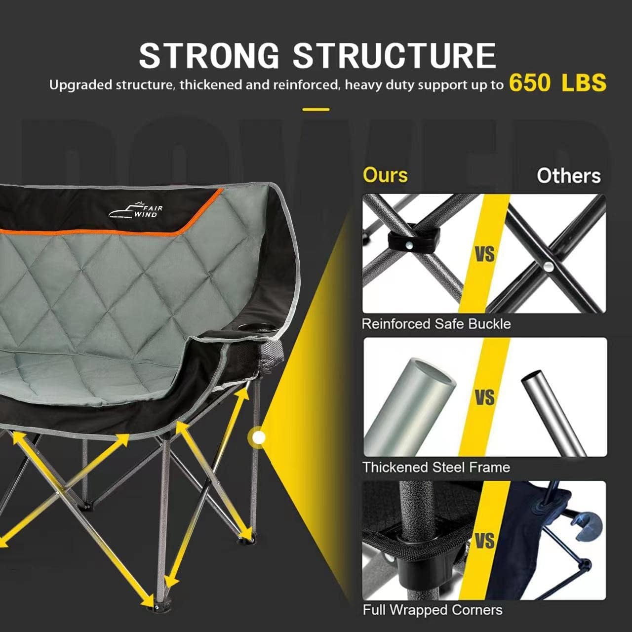 Thumbnail 5 de Oversized camping chair supports 650 lbs