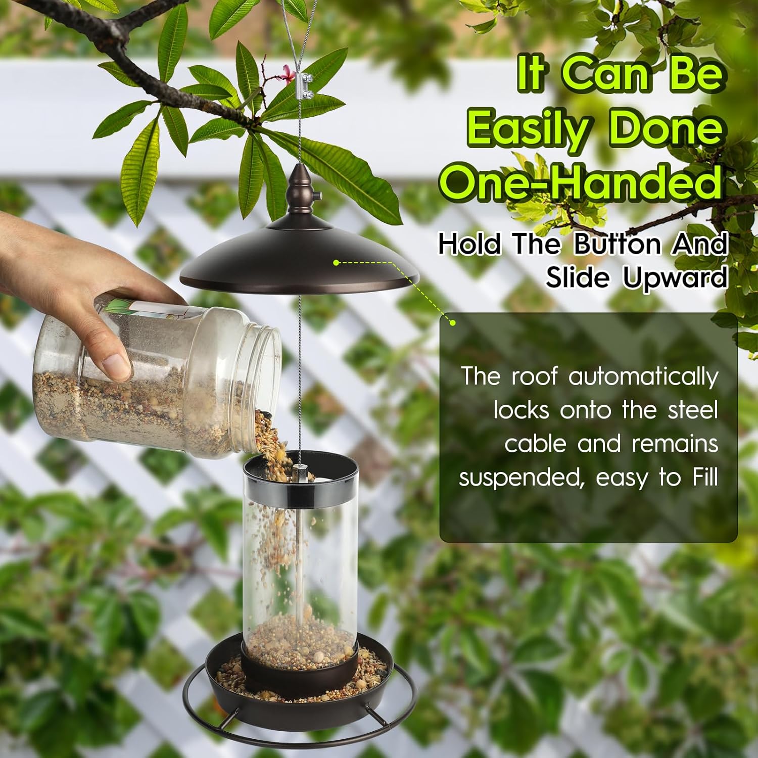 Thumbnail 2 de Youvip Metal Roof Bird Feeder (Chew-Proof) for Outdoor Hanging Wild Bird Seeds, Bronze