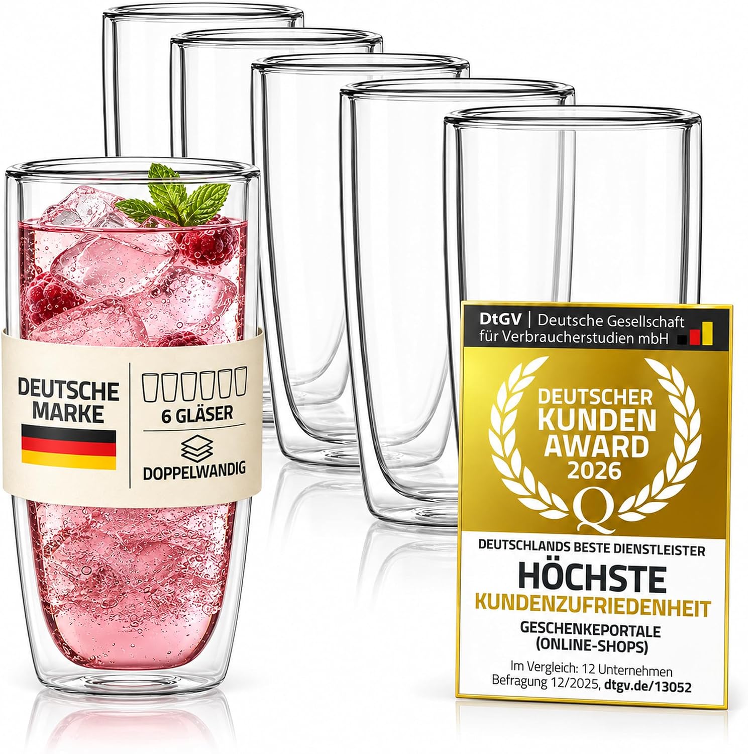 Detalle de Dimono dubbelwandige drinkglazen 450 ml van borosilicaatglas, set van 6