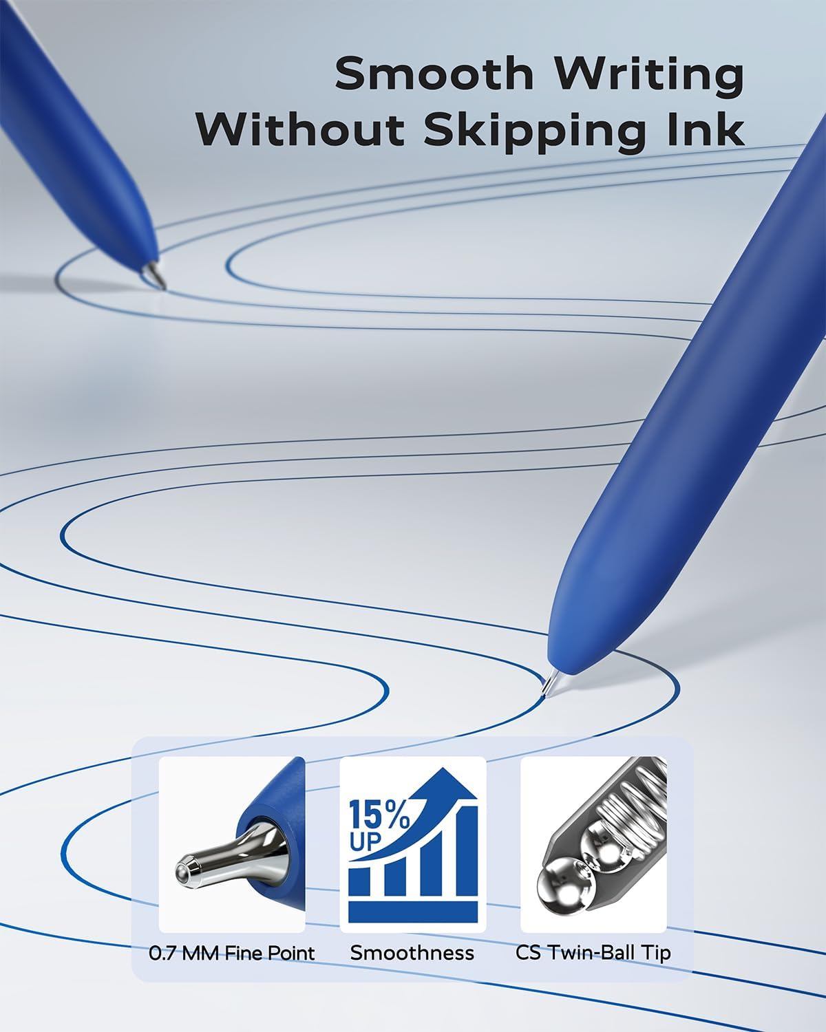 Detalle de STAGEEK Blue Gel Pens: 6‑Pack Fine Point with Extra Refills for Journaling and Notes