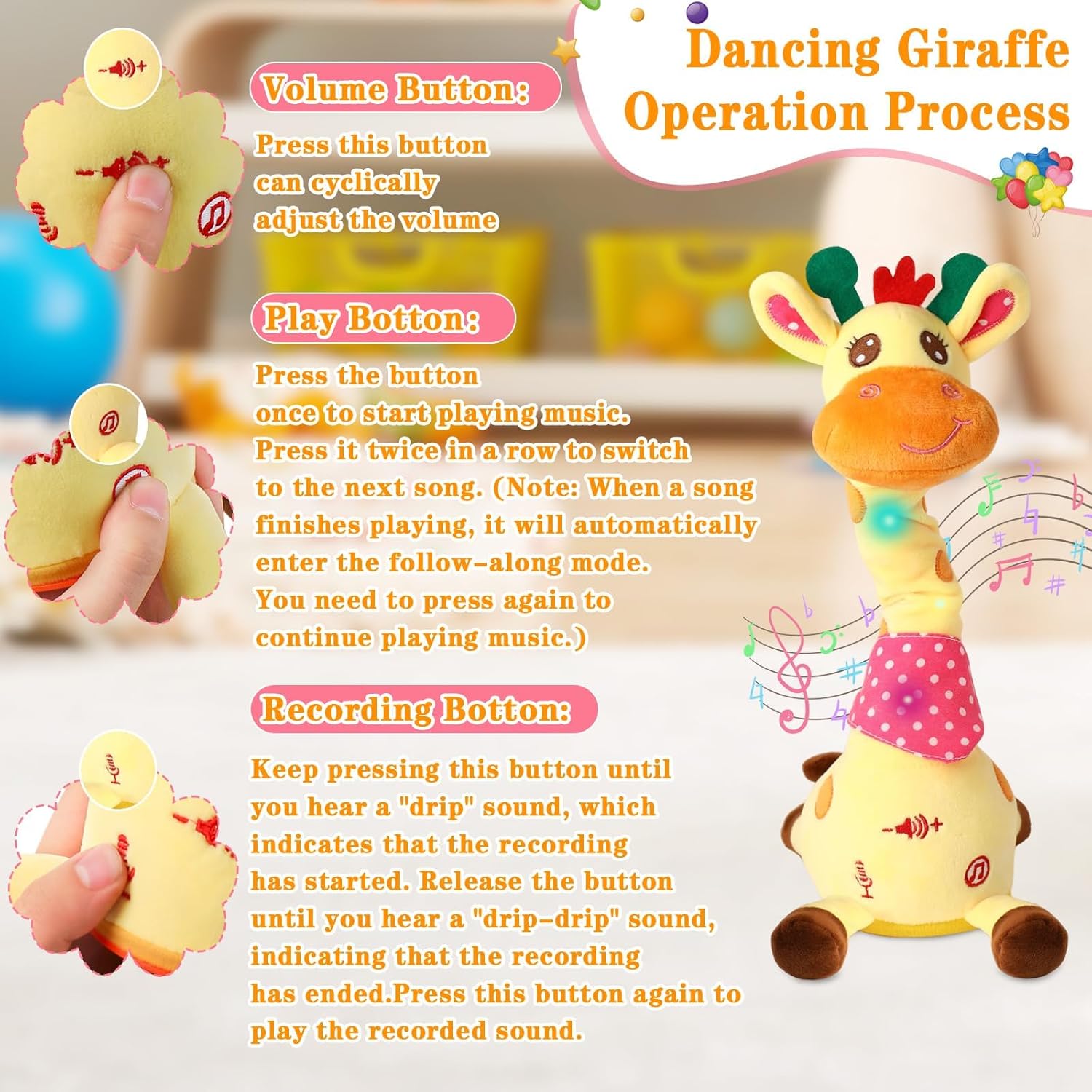 Thumbnail 3 de LLUKEME Dancing Talking Giraffe toy for toddlers