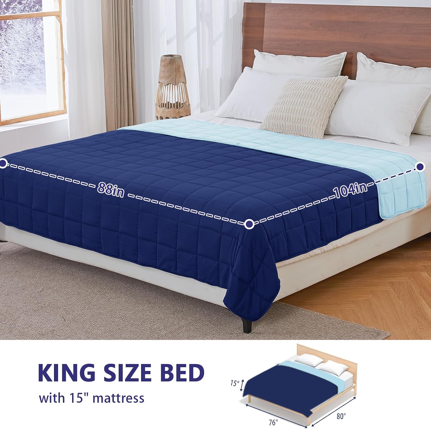 Detalle 2 de Weighted Blanket 20 lb Queen size cooling navy đź’™