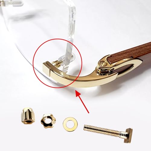Thumbnail 1 de HiCycle2 Vis de rechange pour lunettes Cartier sans cadre – kit de 2 vis carrées dorées 3,2 mm, longueur ~10 mm