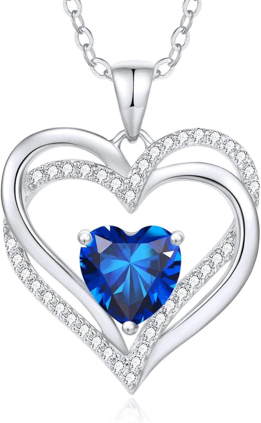 Thumbnail 6 de CDE Kette Damen Herzkette 925 Sterling Silber mit Geburtsstein – Herz Anhänger, wechselbare Kette