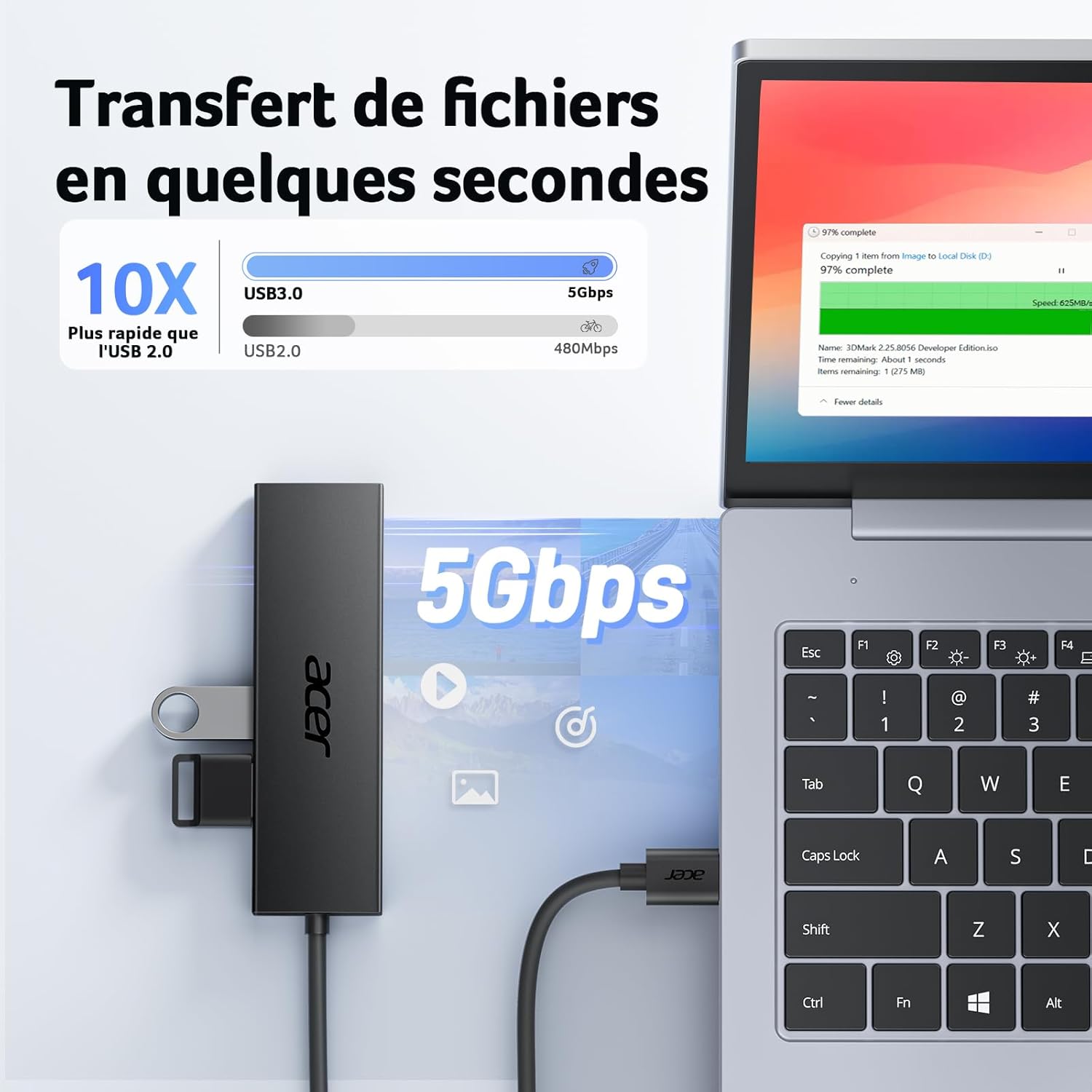 Thumbnail 2 de Acer Hub USB 3.0 4 ports pour PC et Mac