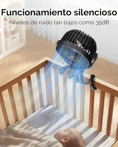 Thumbnail 3 de TUNISE Ventilador para cochecito: recargable, 3 velocidades y rotación 360°