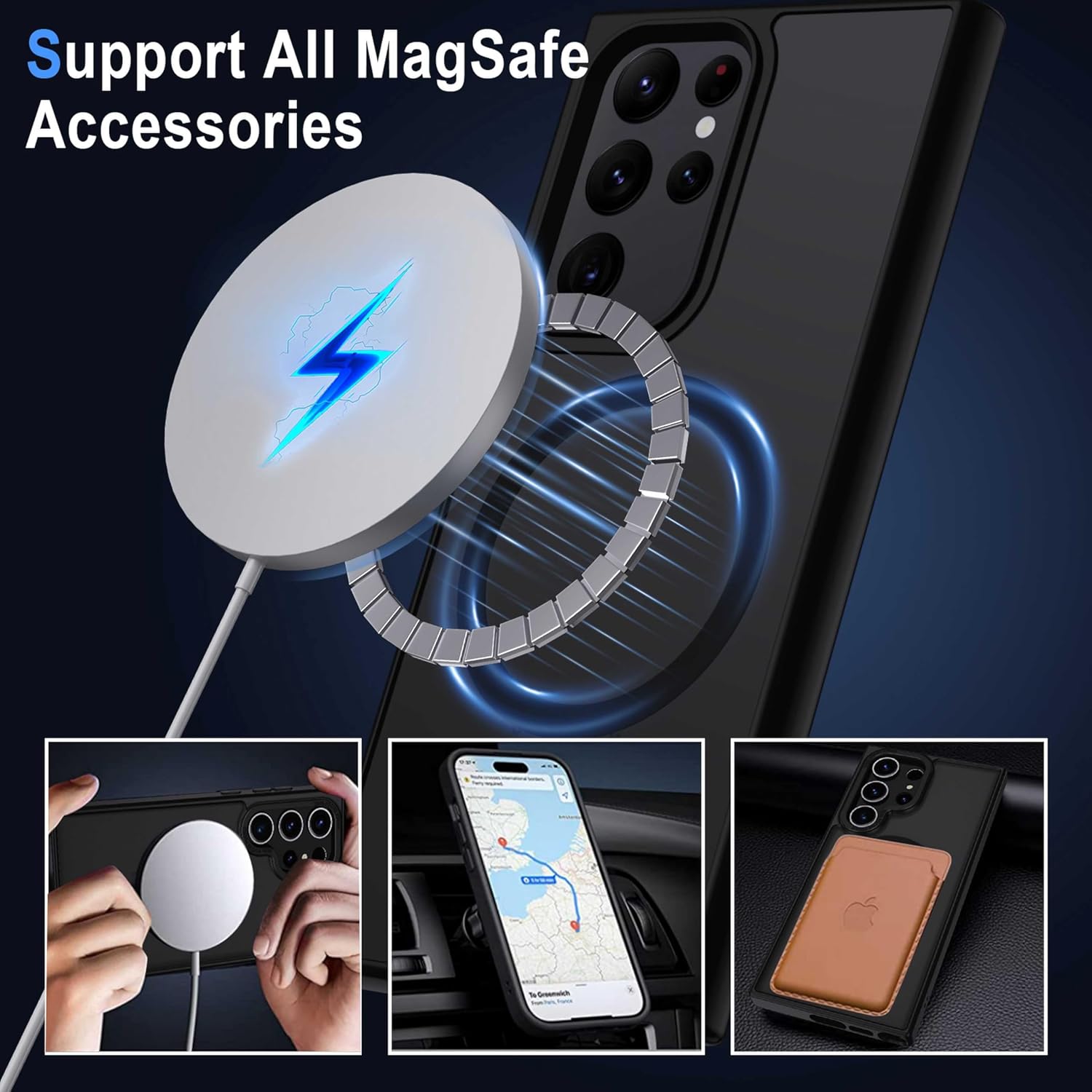 Thumbnail 1 de XTCASE Coque magnétique S22 Ultra 5G – Noir translucide, protection robuste et compatibilité MagSafe