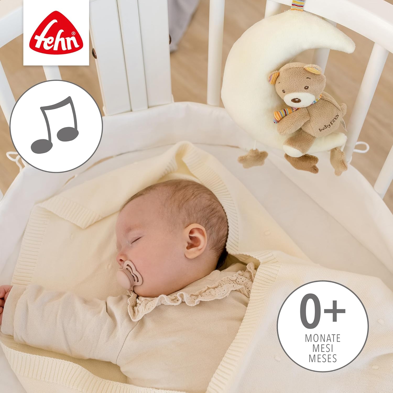 Detalle de Fehn carillon orsacchiotto sulla luna – Peluche e aiuto per addormentarsi, melodia di Brahms, 20 cm