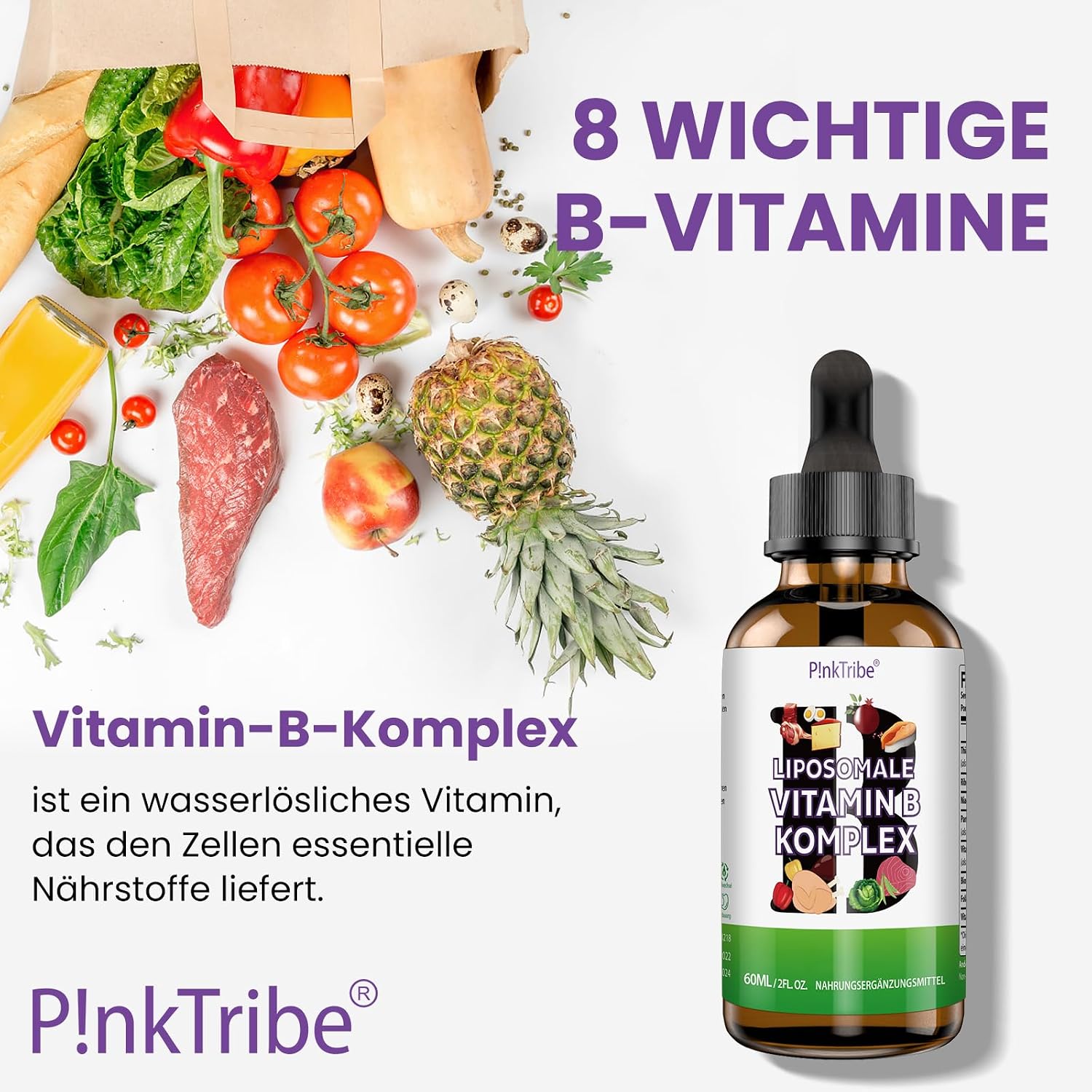 Detalle 2 de Liposome B-Komplex Tropfen 60 ml – Hochdosiert, vegan, ohne Zusatzstoffe