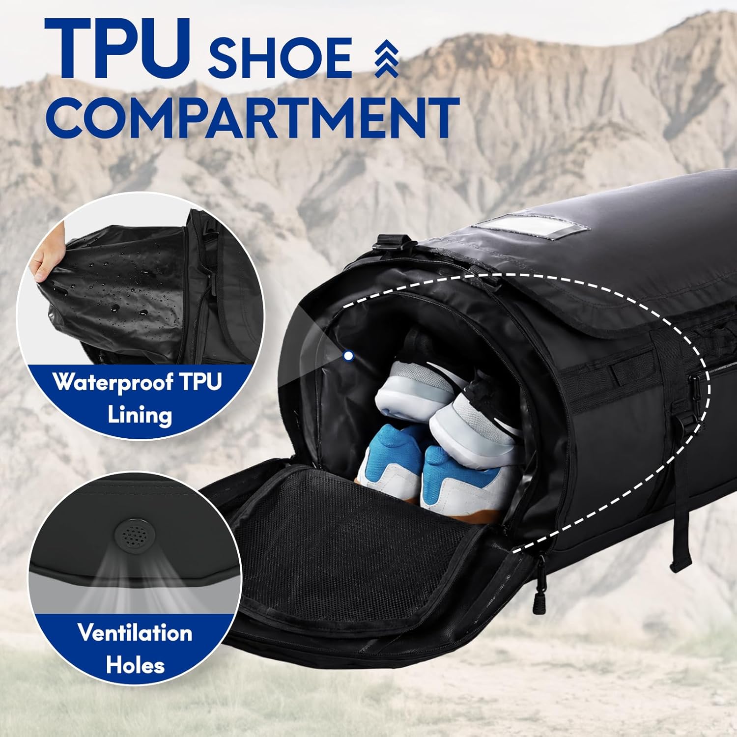 Thumbnail 6 de Haimont Sporttasche Herren Reisetasche 60L – 3-in-1 Duffle, Schuhfach, wasserdicht