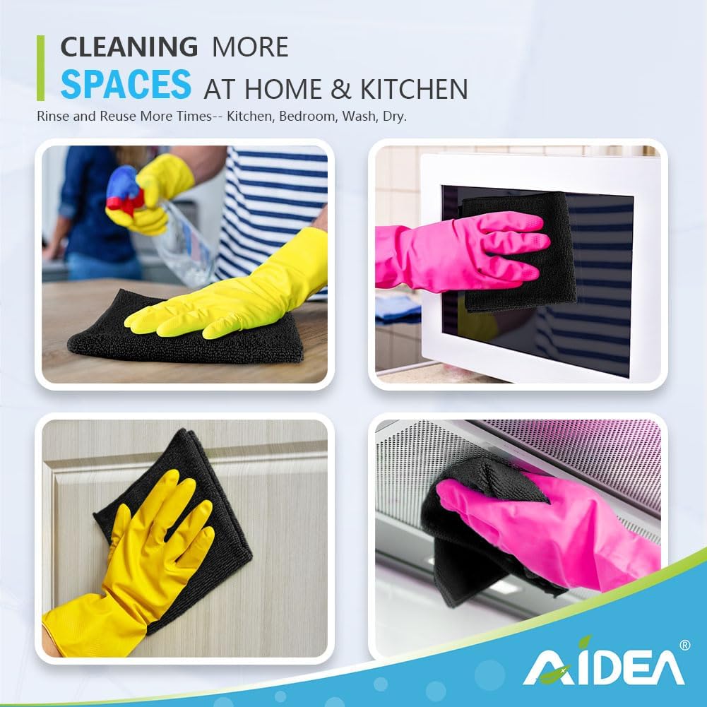 Thumbnail 6 de AIDEA Black Microfiber Cleaning Cloths (12-pack) – 12" x 12