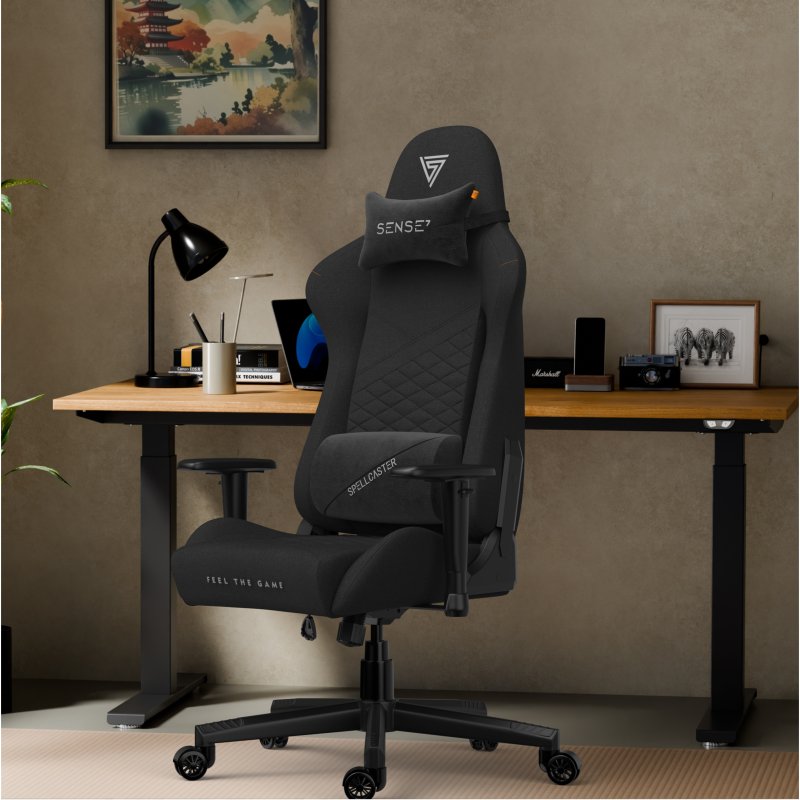 Detalle de Sense7 Spellcaster Senshi Edition: Silla Gaming de Tela Ergonómica con Soporte Lumbar, Negro