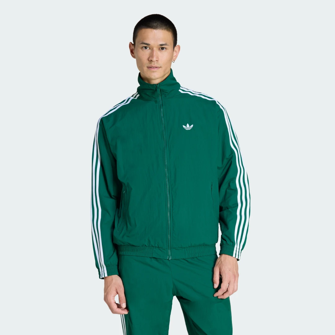 Detalle de Chaqueta deportiva técnica Firebird de Adidas — verde, para entrenamiento y desgaste diario