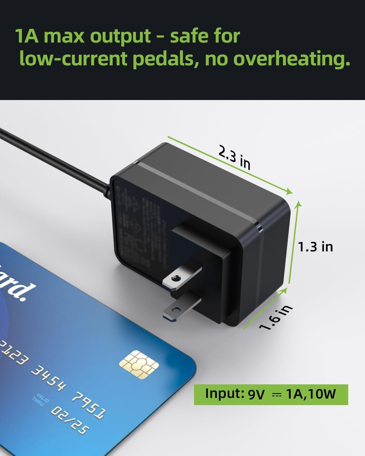 Detalle de Dexpt PSD-12W-0901000US 9V Guitar Pedal Power Supply, Center-Negative