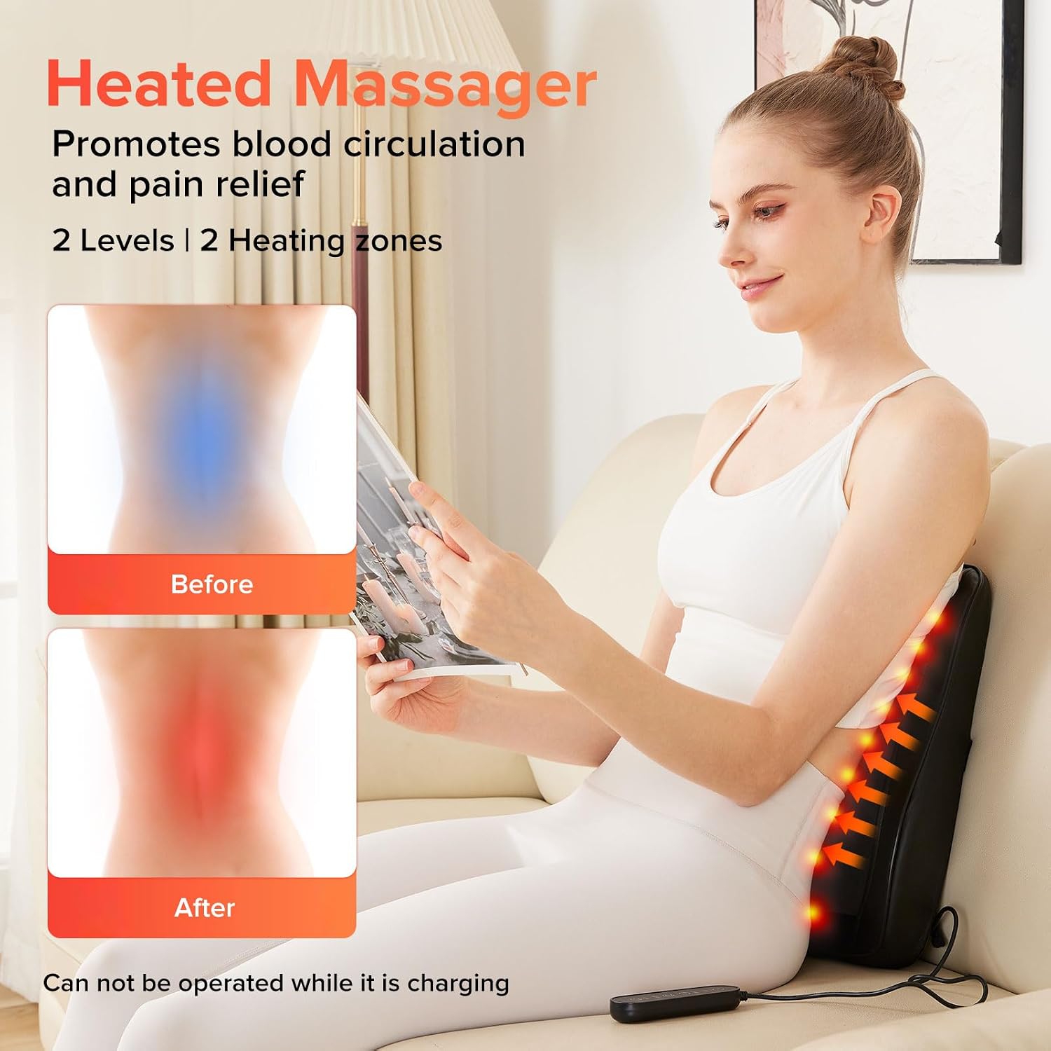 Detalle de Cordless Shiatsu Back and Neck Massager with Heat