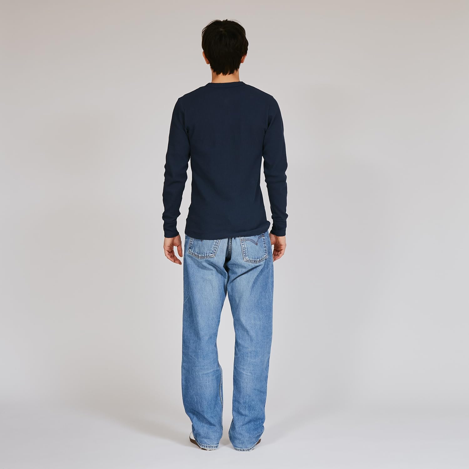 Detalle de Hanes BEEFY HM4-S104-090 サーマルヘンリーネック長袖Tシャツ ワッフル生地