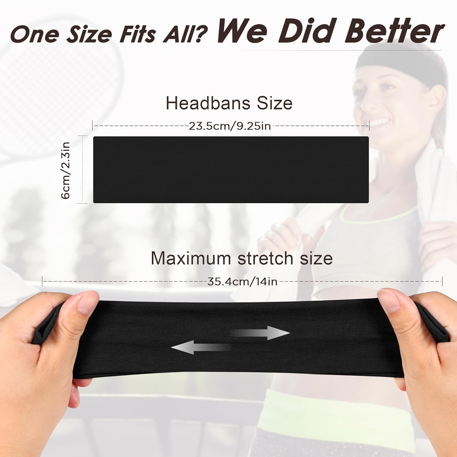 Thumbnail 1 de Ztomine Headbands for Women (8-Pack) — Stretchy Non-Slip Soft Cotton Hair Bands for Sports, Workout, Yoga and Running