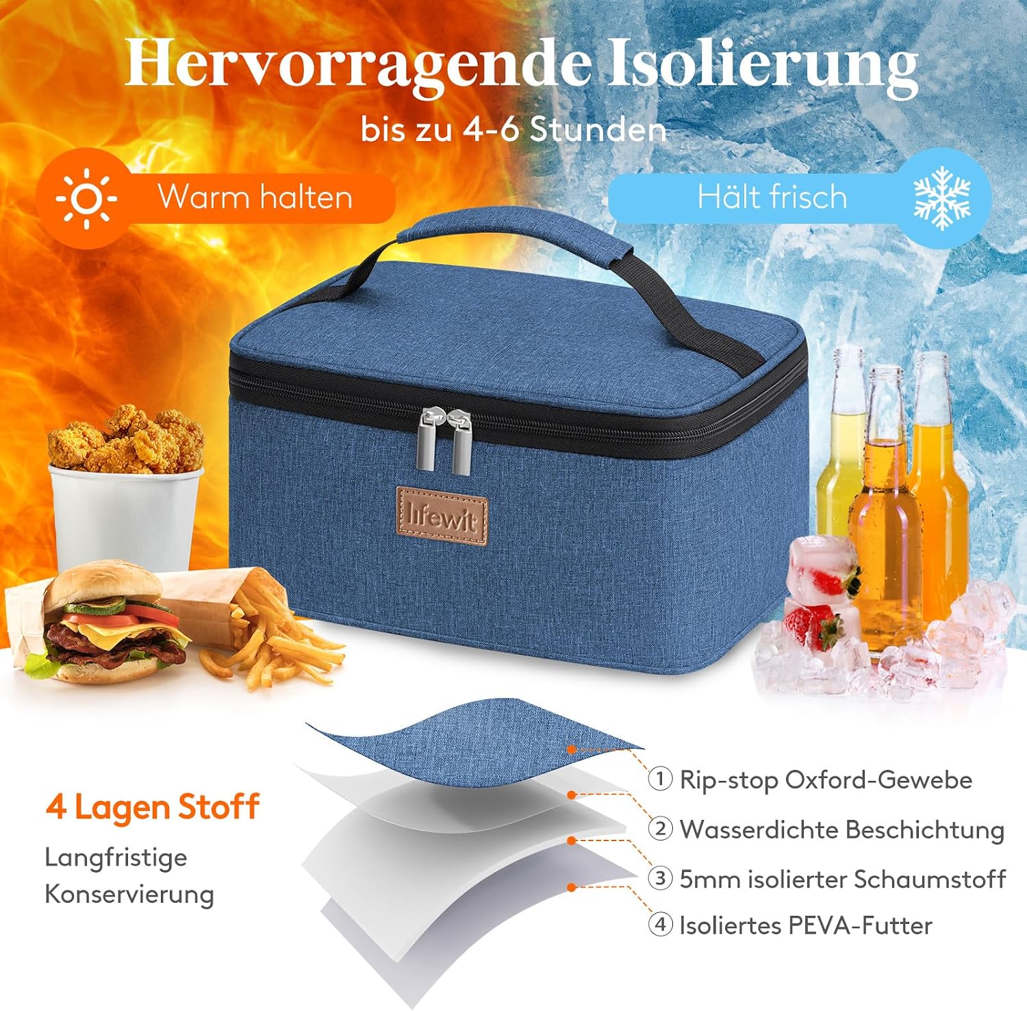 Thumbnail 2 de Lifewit Kühltasche Klein 6L – Faltbare, isolierte Lunchbag in Dunkelblau