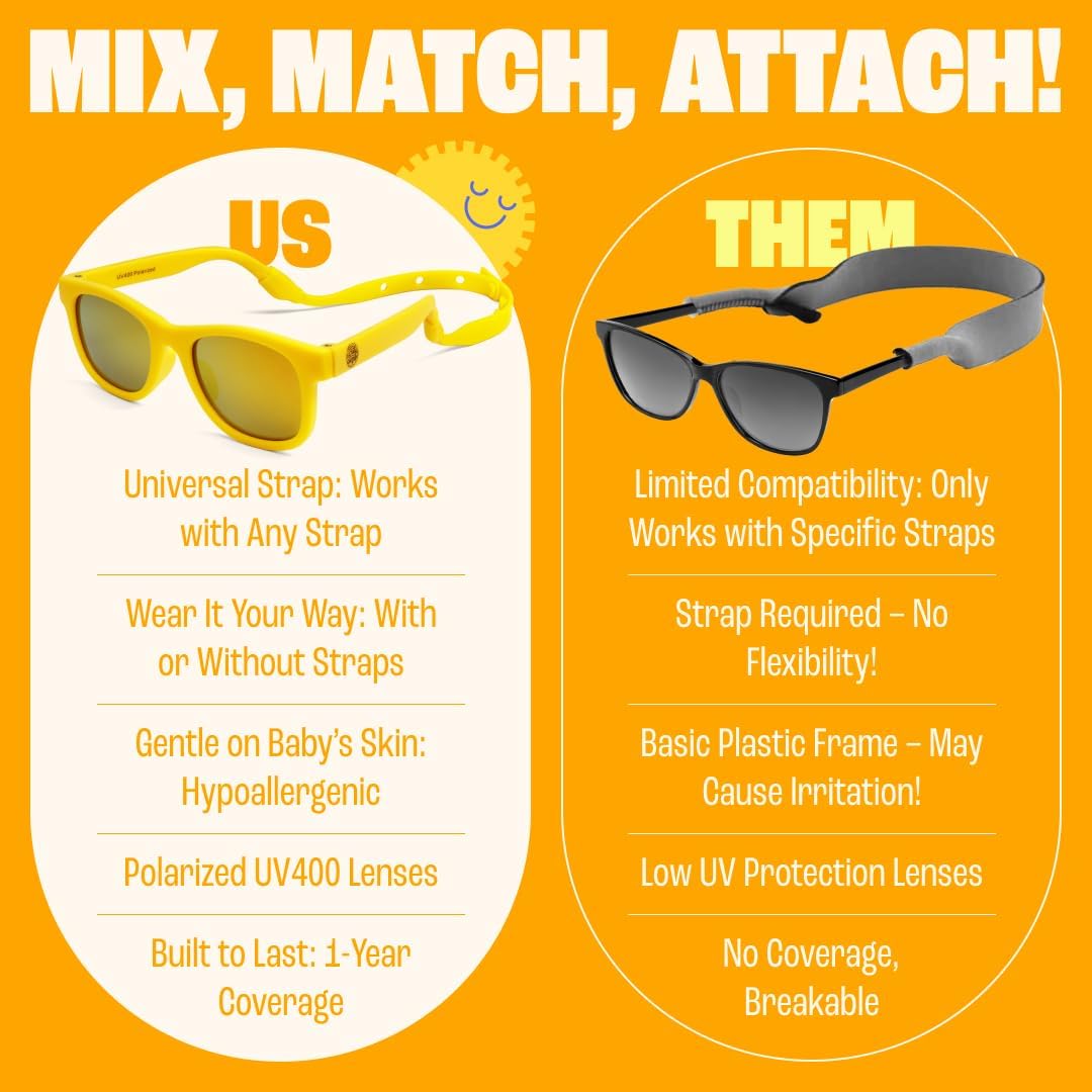 Detalle de BABY SUNNIES Lunettes de Soleil Enfant 3–8 ans – Noir, protection UV et style pour les petits explorateurs