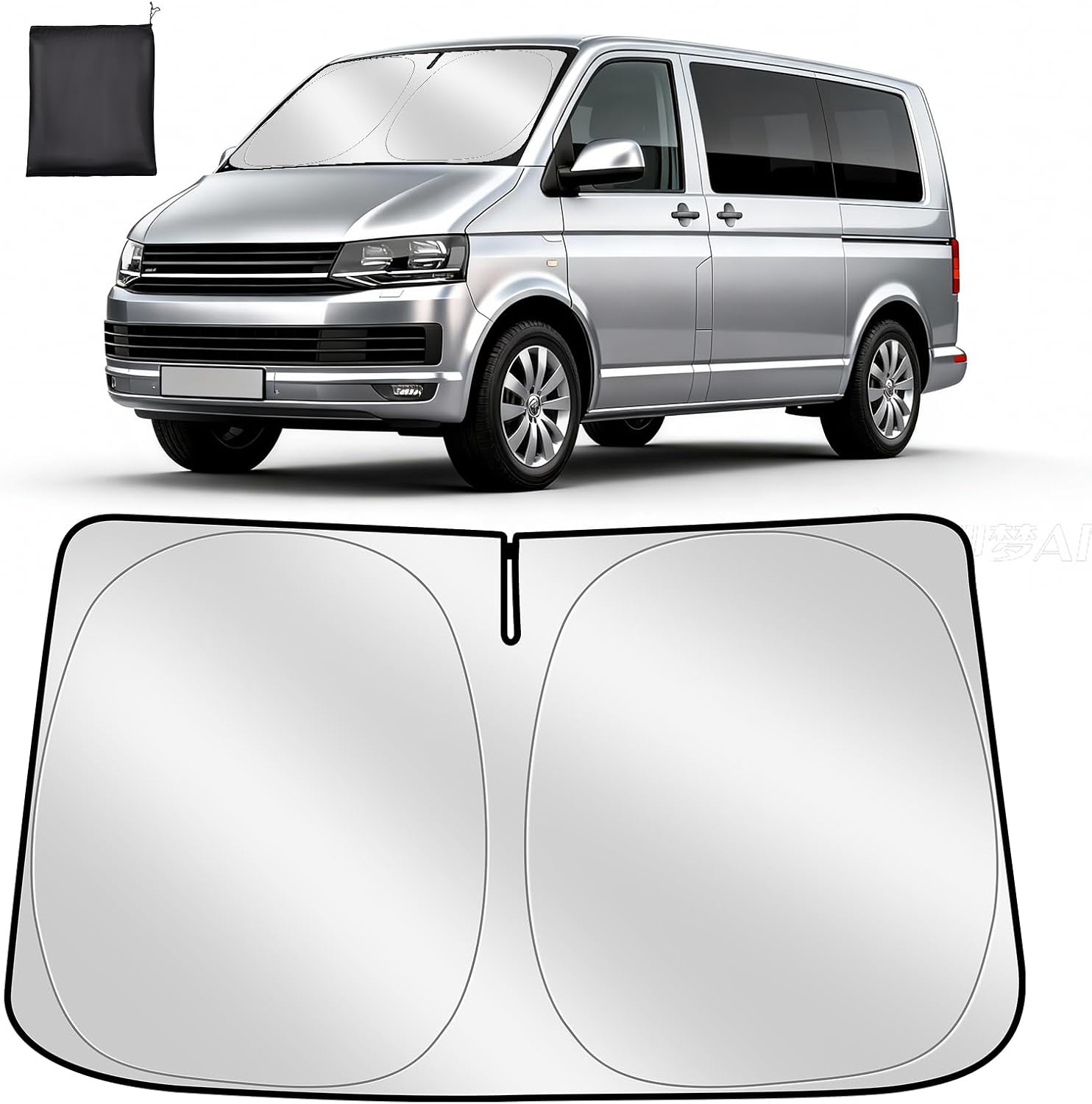 ZATOOTO Frontscheiben-Sonnenschutz für VW Multivan (T4/T5/T6) – faltbar, reflektierend, 210D