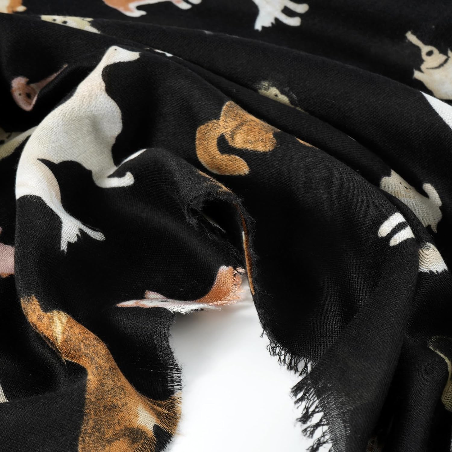 Thumbnail 3 de Écharpe DAMILY pour femme imprimée chatons et chiots – foulard 180 x 85 cm, polyester doux