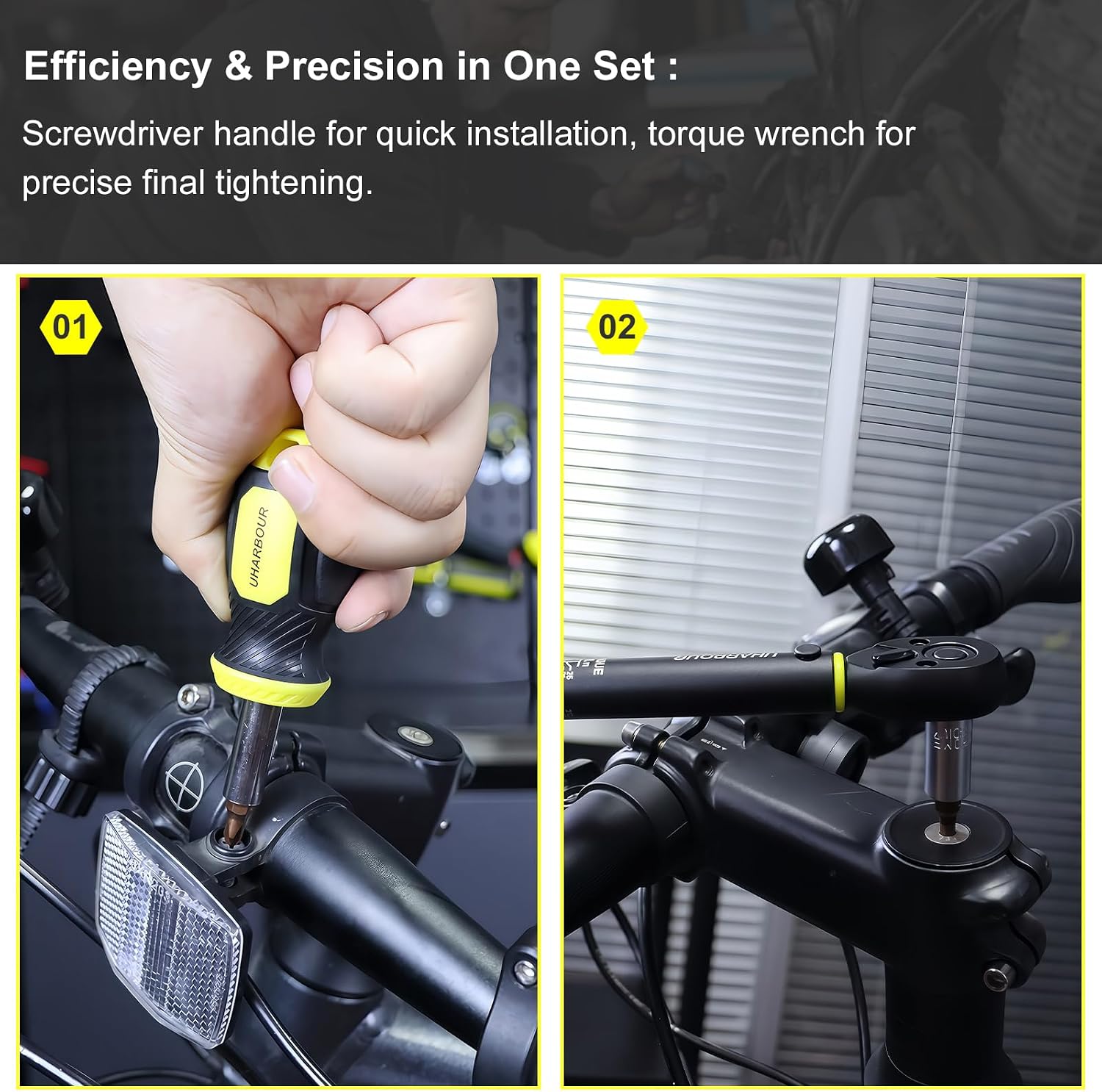 Detalle 2 de Uharbour TW035 momentnyckelset för cyklar, 1–25 Nm, 60 delar
