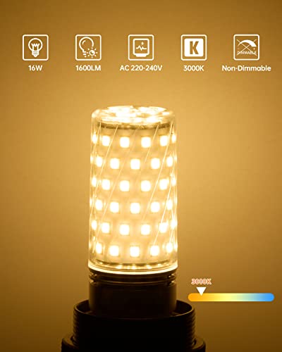 Detalle 2 de Tomosu 16W Ampoule LED E27 Blanc Chaud (Lot de 4) – 1600 lm, 3000K, non dimmable