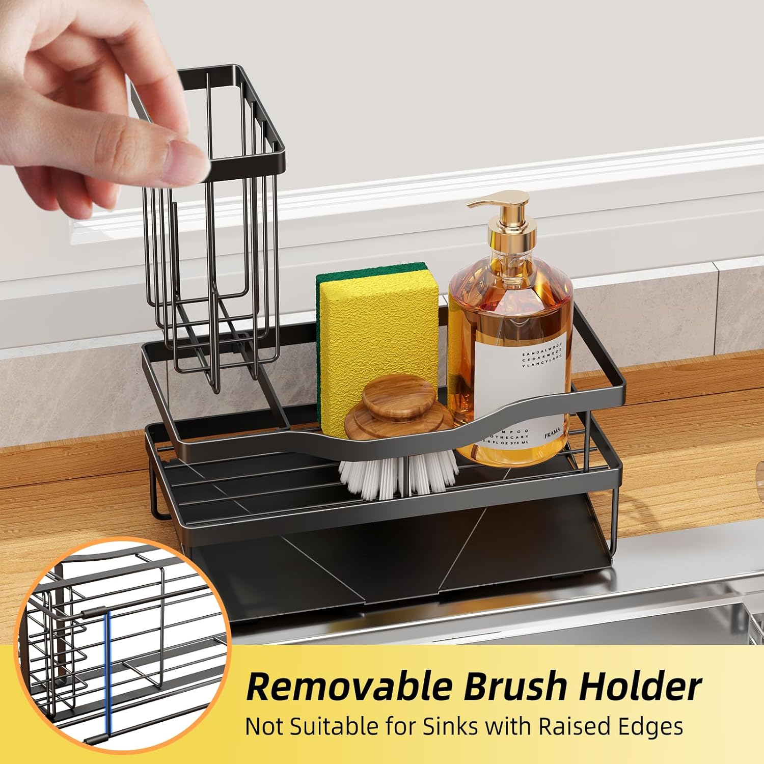Thumbnail 5 de Mecyfaty Kitchen Sink Sponge Holder with Self-Drain Tray