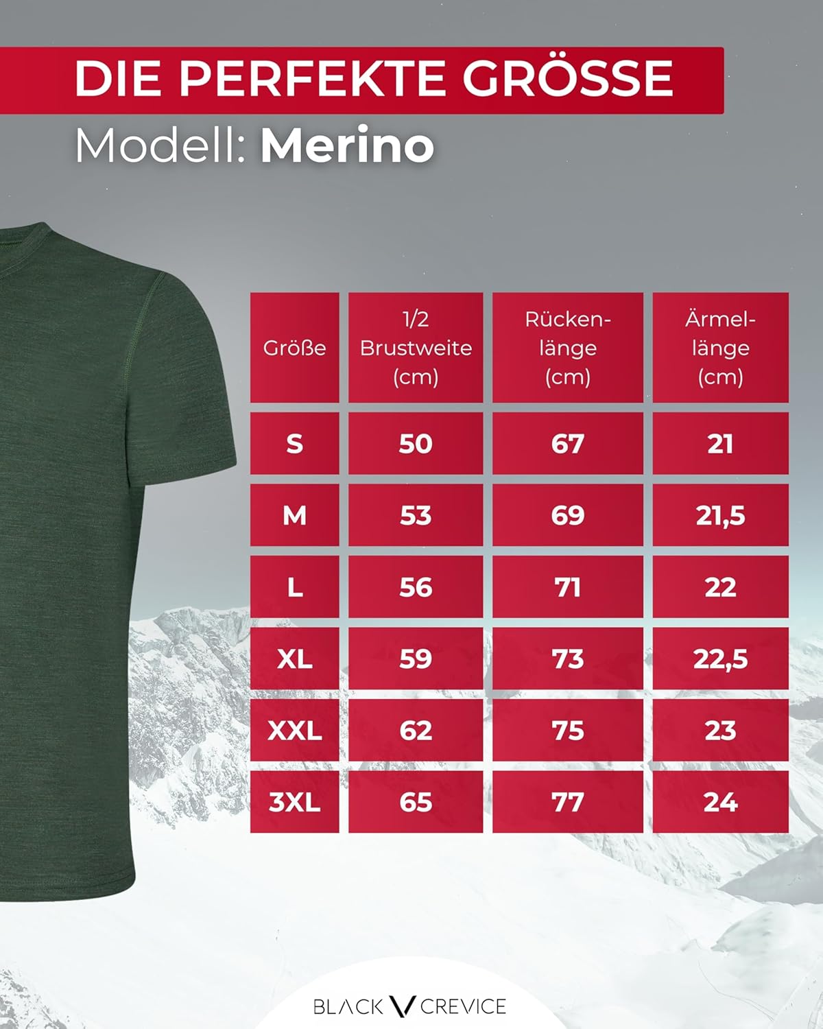 Thumbnail 5 de Black Crevice Herren Merino T-Shirt
