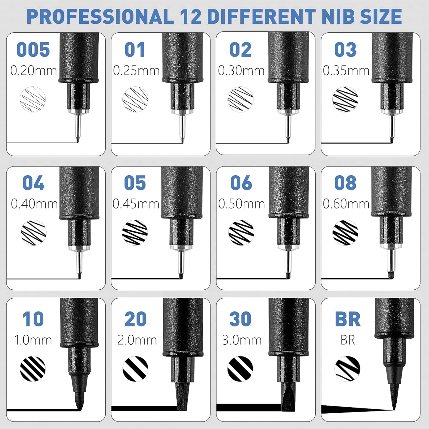 Detalle 2 de YISAN drawing pens set of 12 micro pens