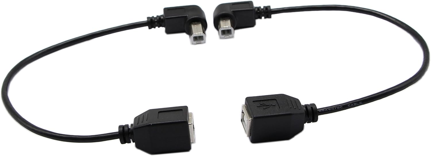Thumbnail 1 de CERRXIAN 9 inch USB 2.0 Type B angled combo cable (male to female) for printers and scanners