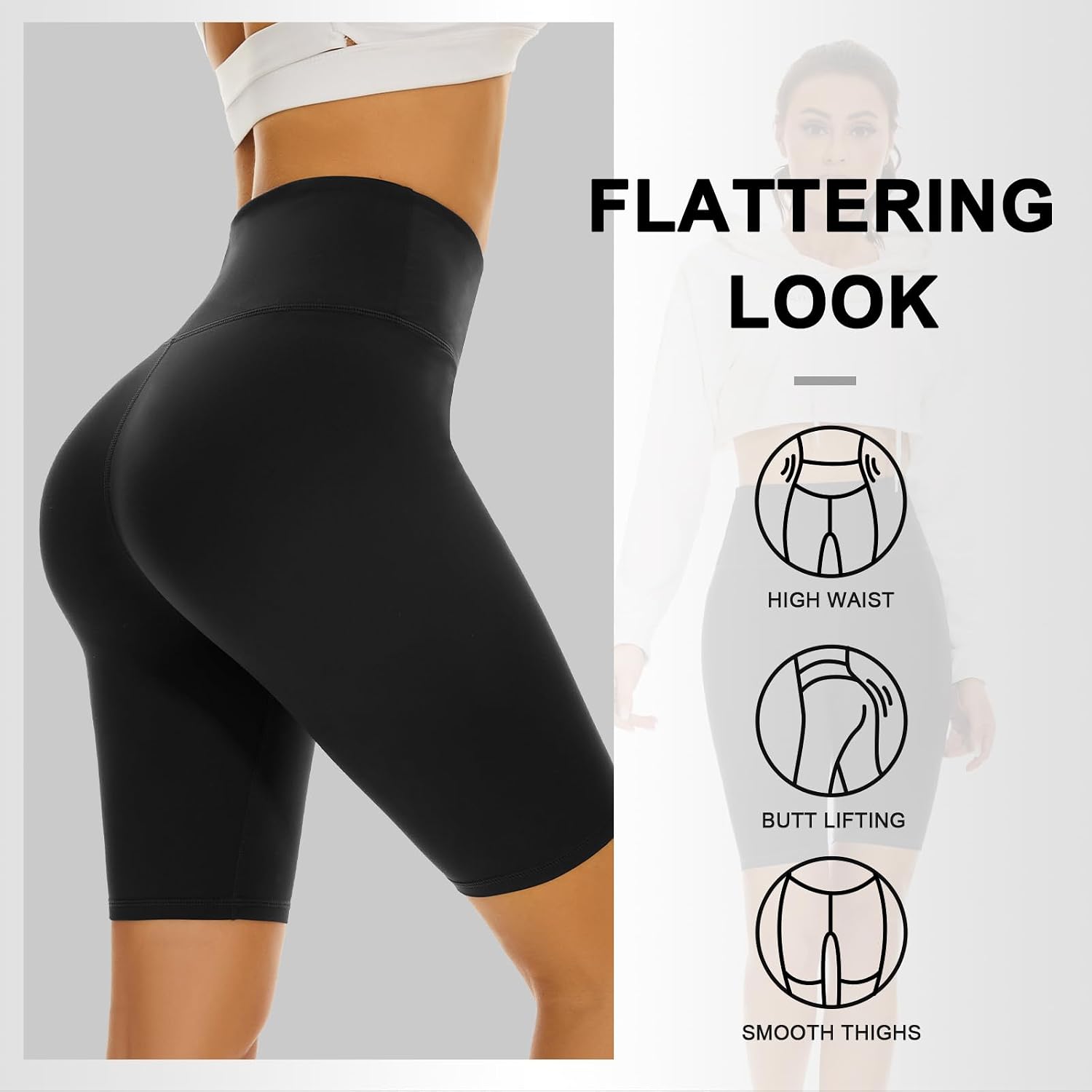 Detalle de SIMIYA High Waist Cycling Shorts for Women – Soft, Stretchy Yoga & Gym Shorts