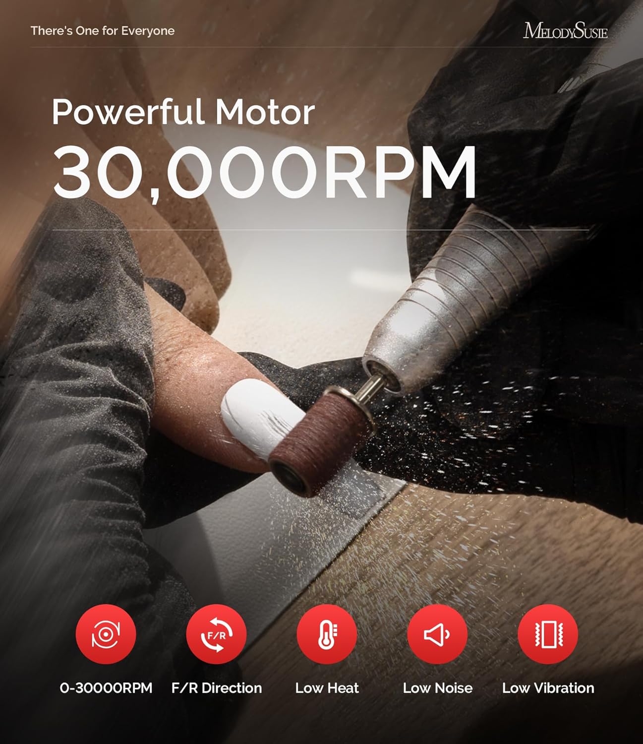 Thumbnail 3 de MelodySusie Ponceuse pour Ongles Professionnel 30000RPM – 6 embouts, sans fil, stabilité et confort