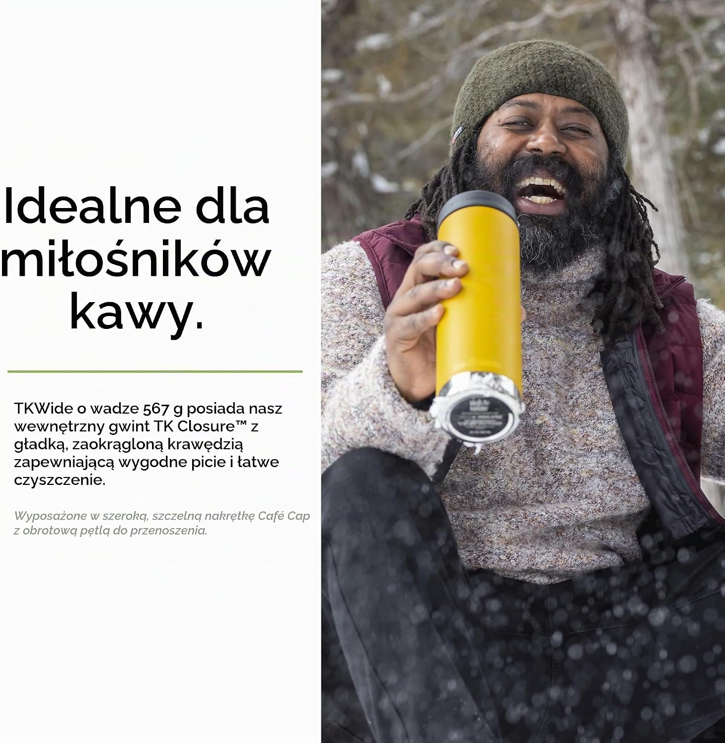 Detalle de Klean Kanteen TKWide 20oz (w/ Café Cap) - Marigold, butelka termiczna