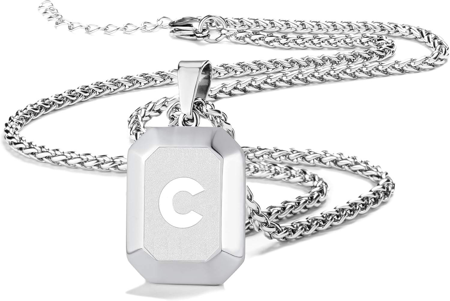 Detalle de Miss Chipmunk Initial A–Z Halskette mit quadratischem Anhänger aus 316L-Edelstahl