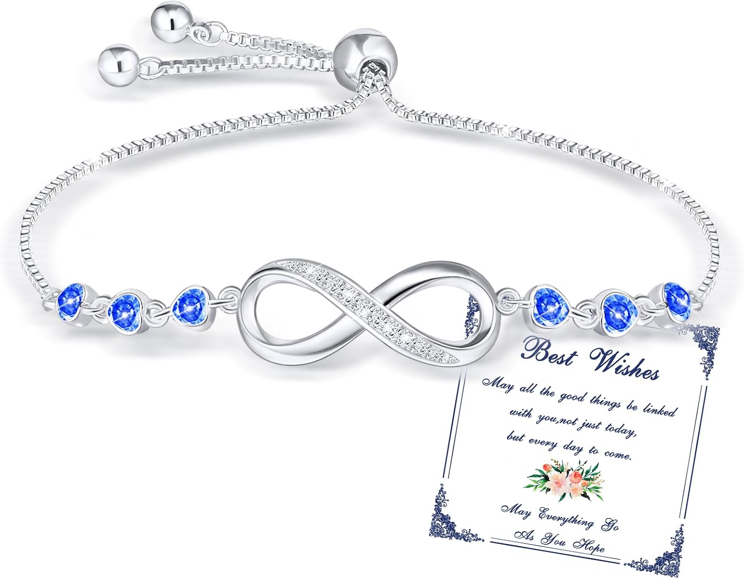 Detalle de Esmoly bracciale donna argento Infinito con cuore e zirconi regolabile