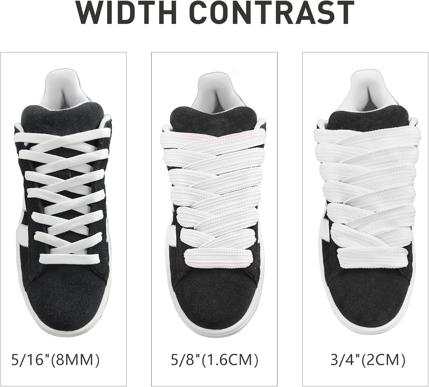 Thumbnail 3 de UamGlsob 15mm Extra Wide Fat Laces (2 Pairs) for adidas Campus 00s trainers
