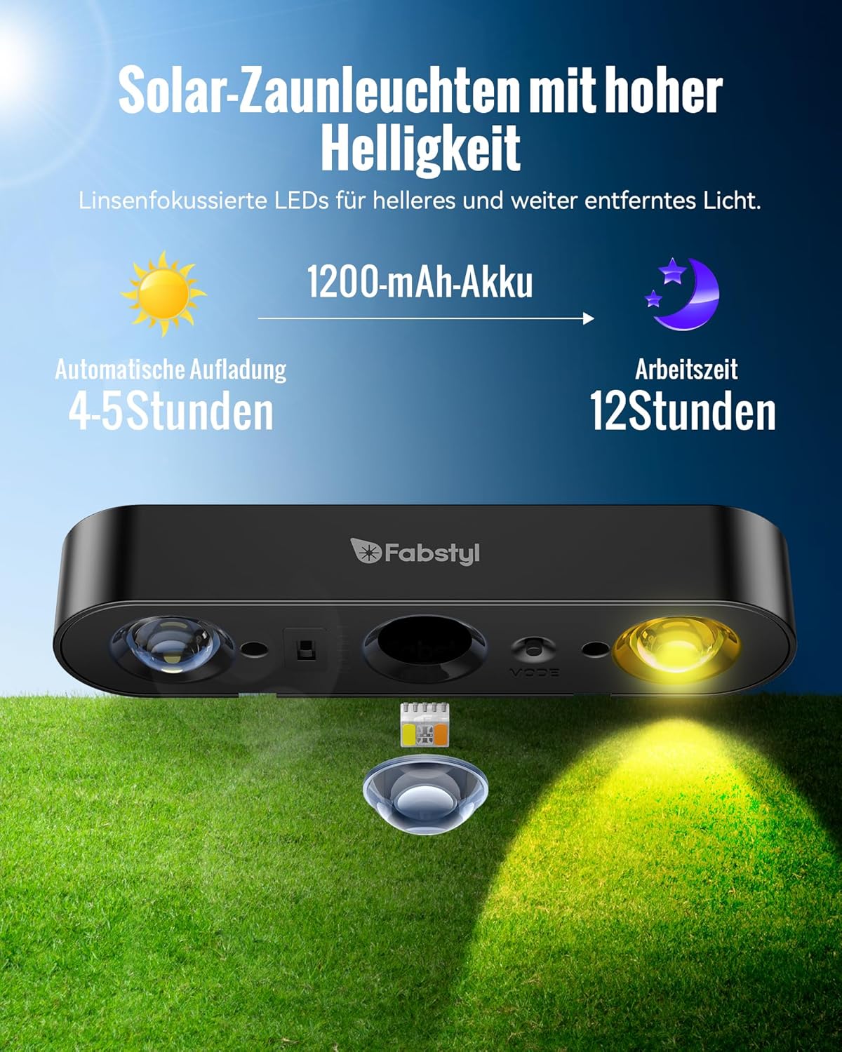 Thumbnail 4 de FabStyl Solarlampen für Außen Wand, 8 Stück – Synchronisierbare RGB-Solarleuchten mit IP65, 10 Modi