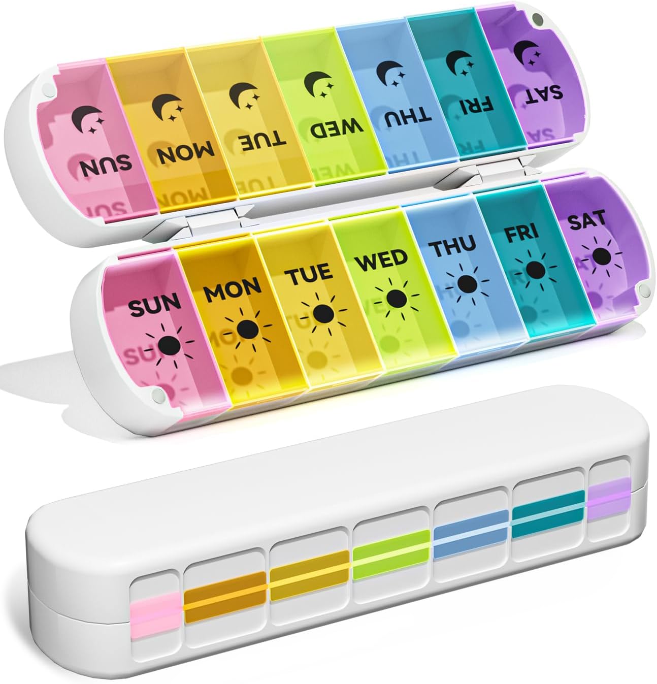Detalle de Cotatoc EK-313 Foldable Weekly Pill Organizer, Magnetic AM/PM Box