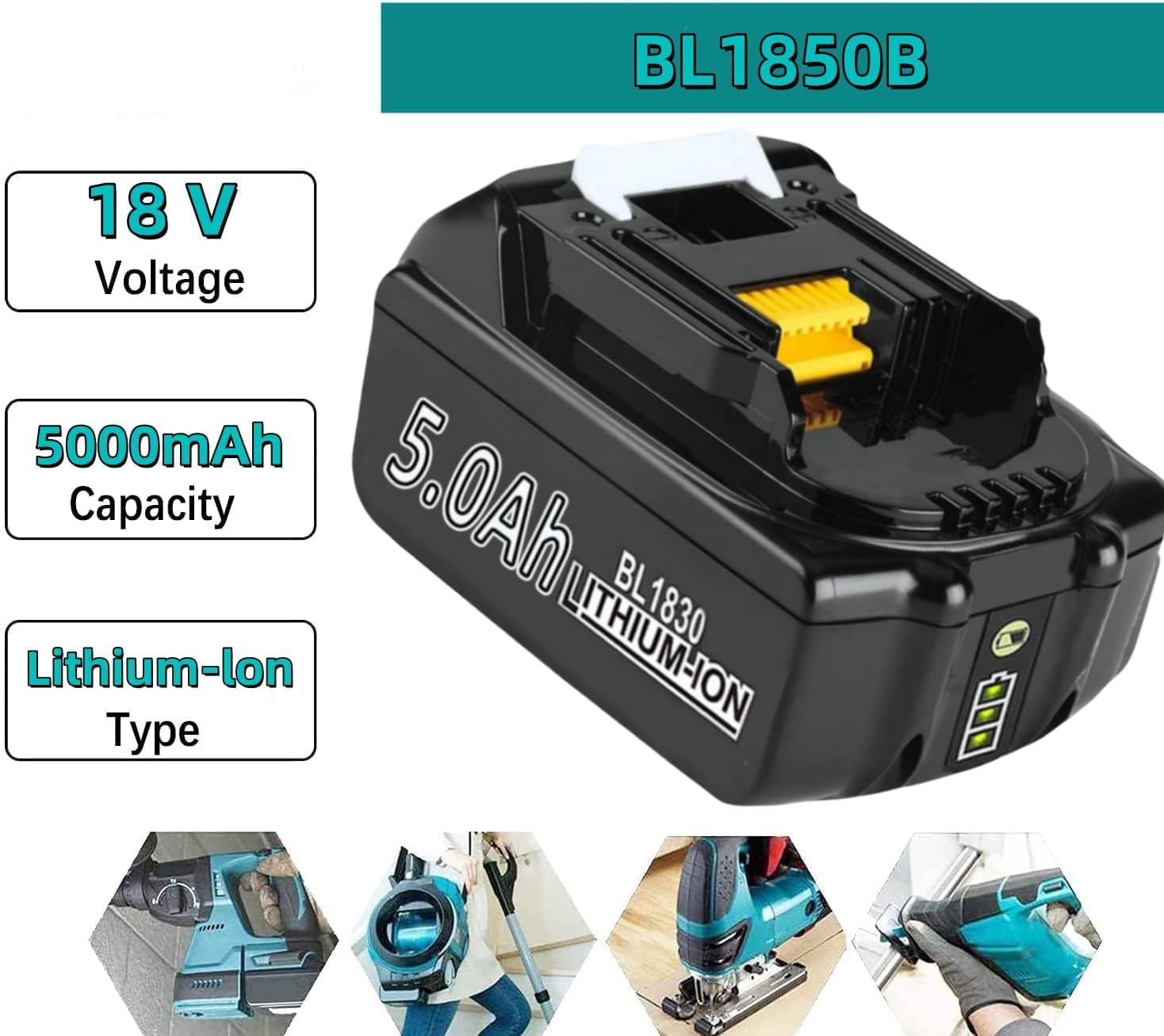 Detalle 2 de 2 x 5.0Ah Replacement Battery for Makita 18V