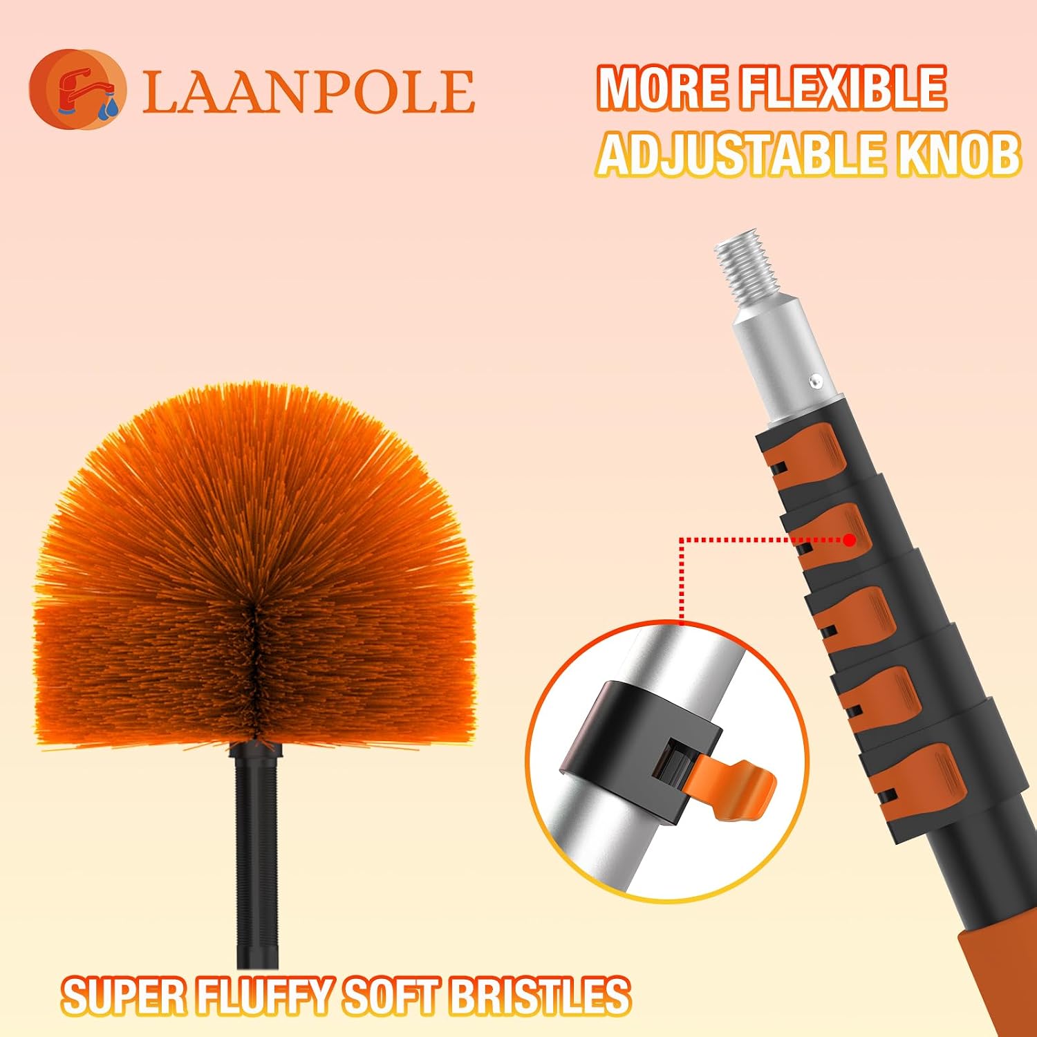 Detalle de LAANPOLE 7.2m Extendable Feather Duster: Reach High Ceilings and Dusty Corners with Ease