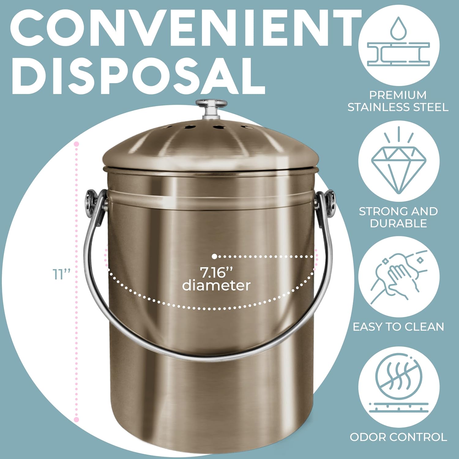 Detalle 2 de EPICA Countertop Compost Bin 1.3 Gallon
