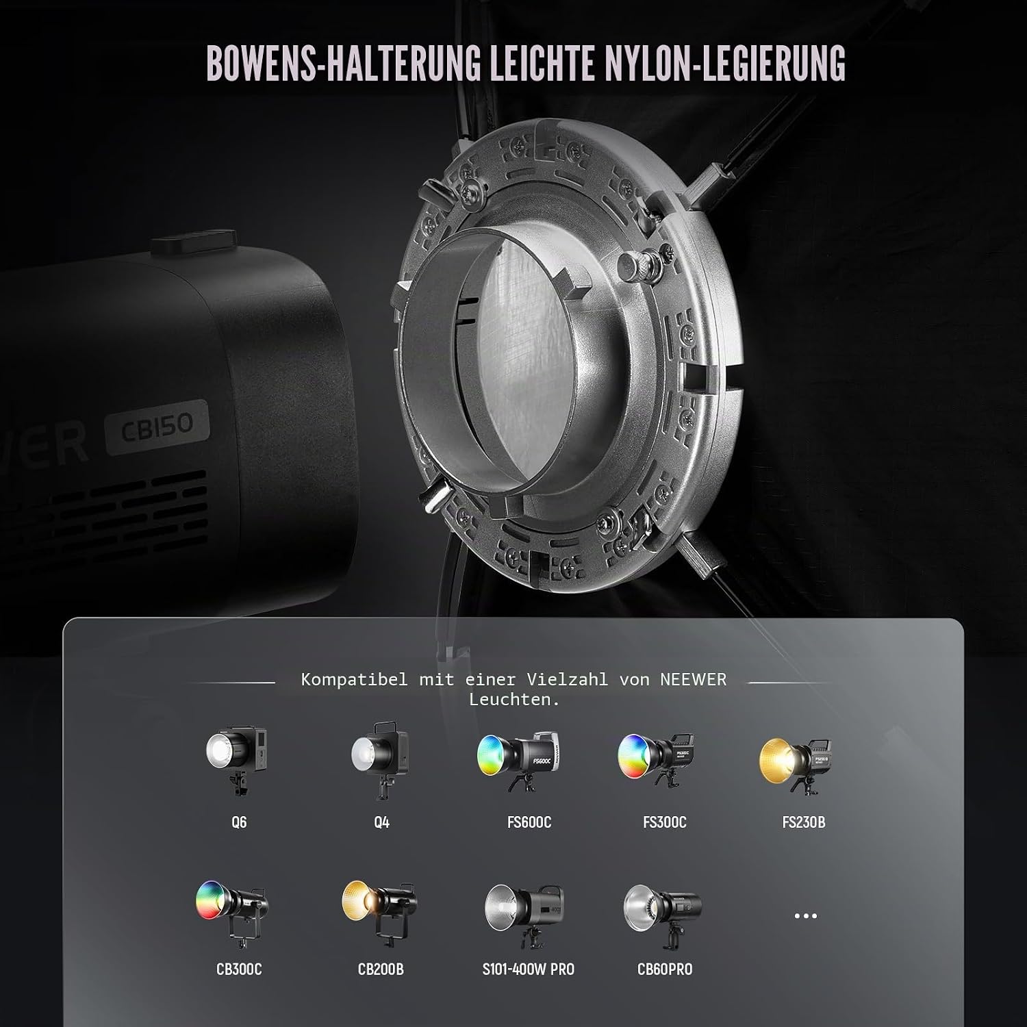 Detalle de NEEWER Basics Rechteckiges Softbox-Set 60 × 90 cm mit Bowens Mount – Schnellaufbau, Diffusoren & Grid