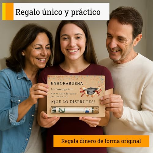 Thumbnail 4 de METACREART Regalo de graduación en madera con tarjeta para dinero y su tubo de cristal