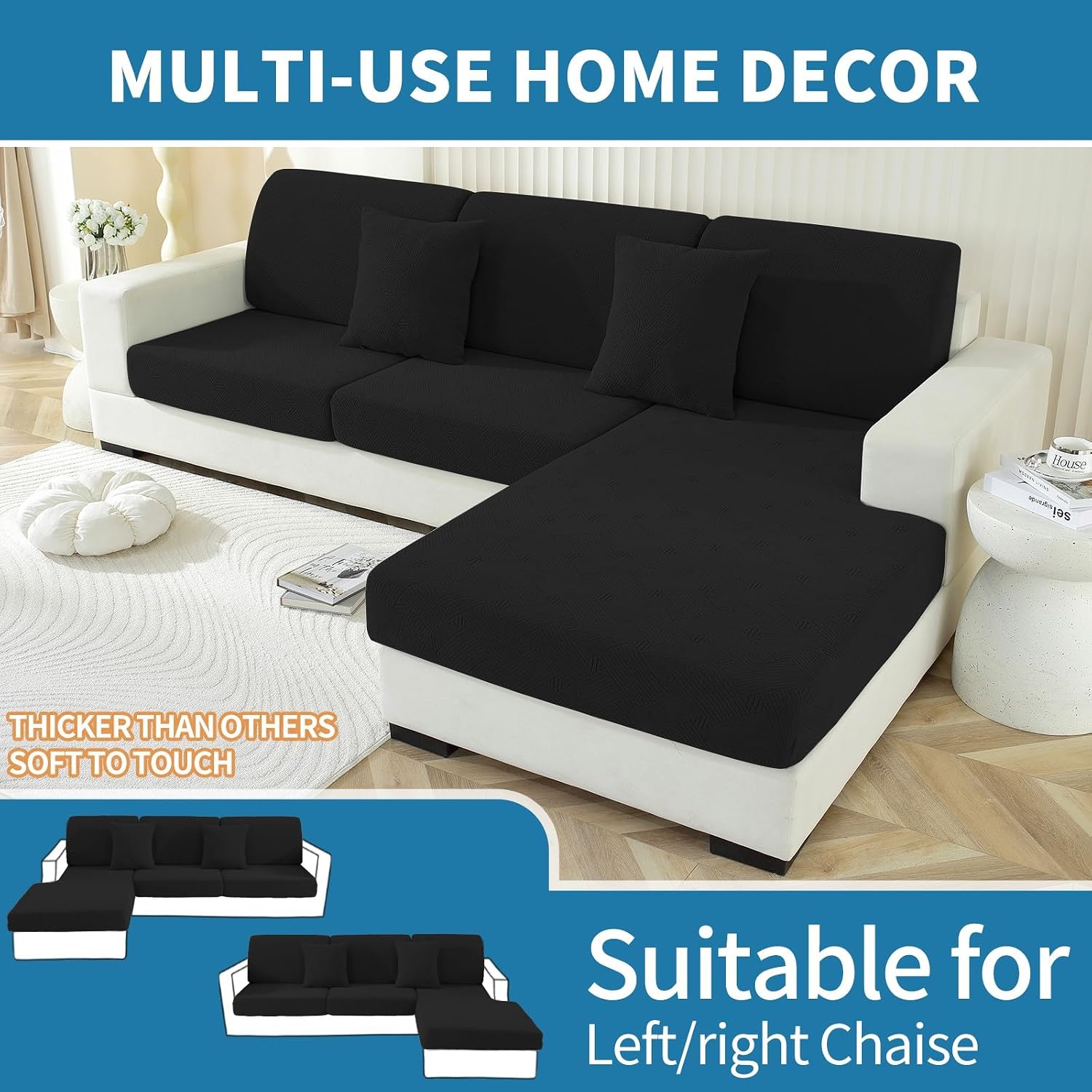 Detalle 2 de Ystyle Copriseduta Divano Elasticizzato Nero 1 Posto